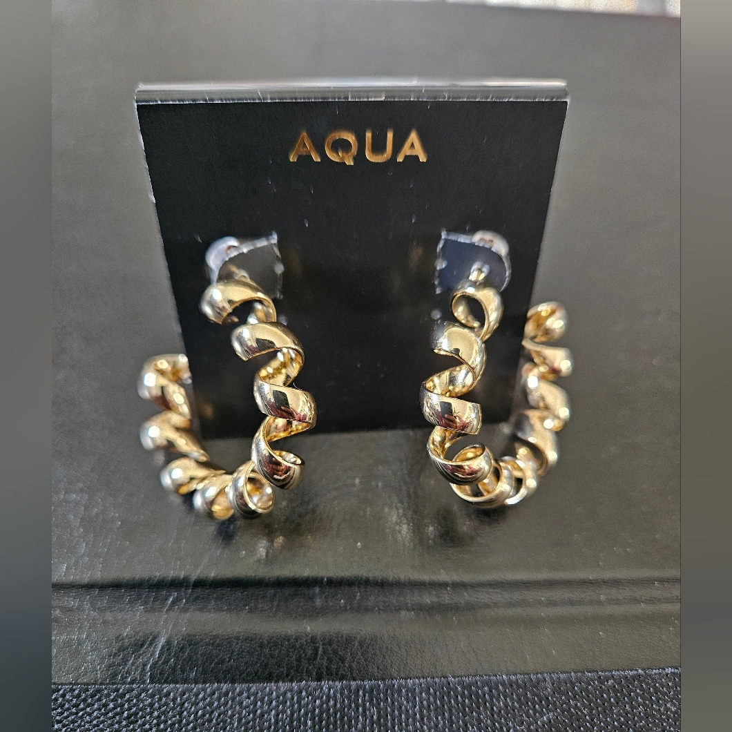 Aqua Twisted Gold Earrings 60$
